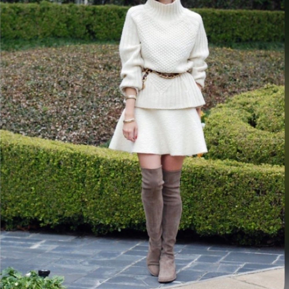 Stuart Weitzman Lowland Suede Over-the-Knee Boots in Taupe Size 7.5